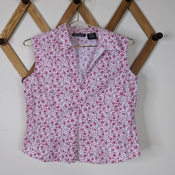 No Boundaries Y2K Two Way Zip Dainty Floral Sleeveless Top - Picture 2 of 8